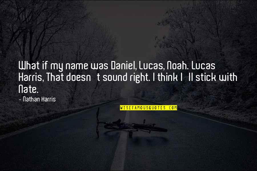 My Quote Quotes By Nathan Harris: What if my name was Daniel, Lucas, Noah. My Quote Quotes By Nathan Harris: What if my name was Daniel, Lucas, Noah.