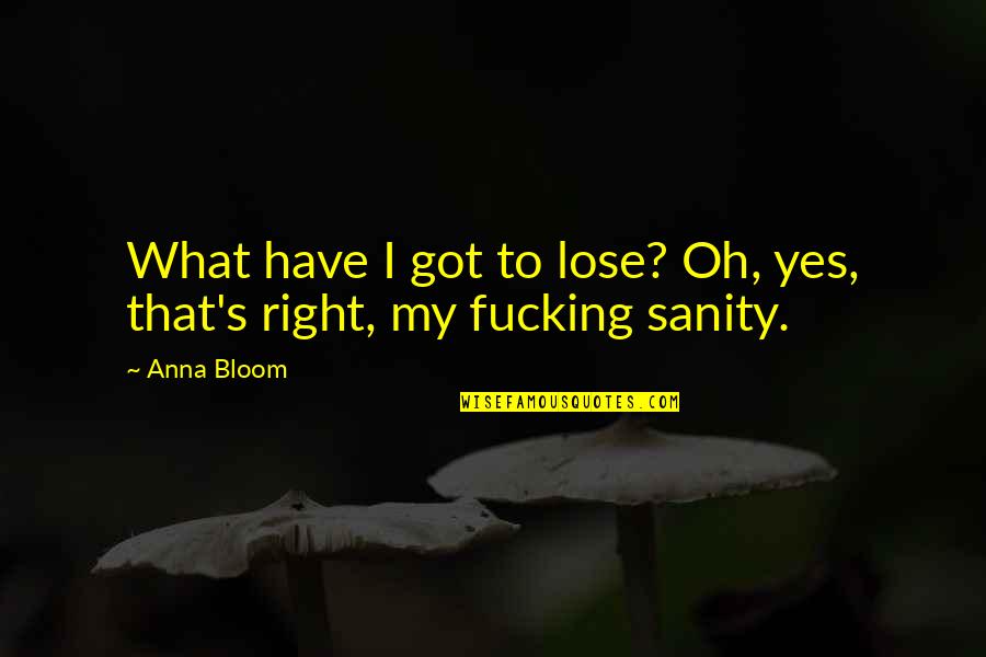 My Sanity Quotes By Anna Bloom: What have I got to lose? Oh, yes,