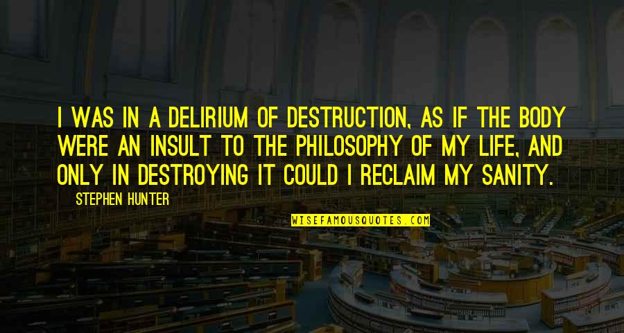 My Sanity Quotes By Stephen Hunter: I was in a delirium of destruction, as