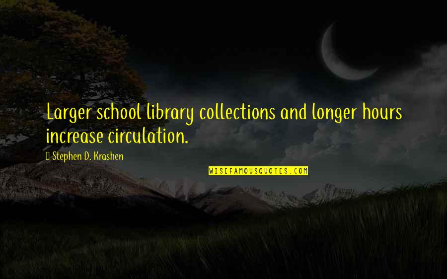 My School Library Quotes By Stephen D. Krashen: Larger school library collections and longer hours increase