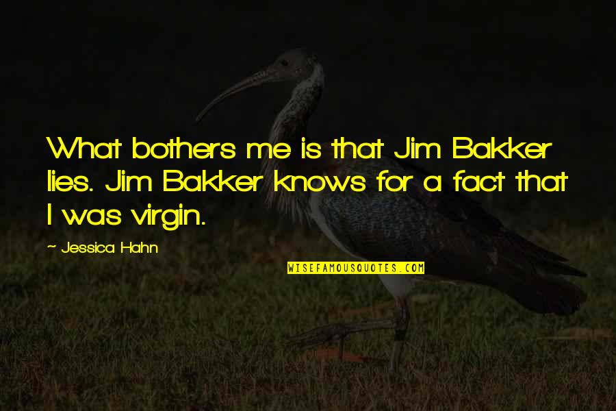 My Secret Lover Quotes By Jessica Hahn: What bothers me is that Jim Bakker lies.