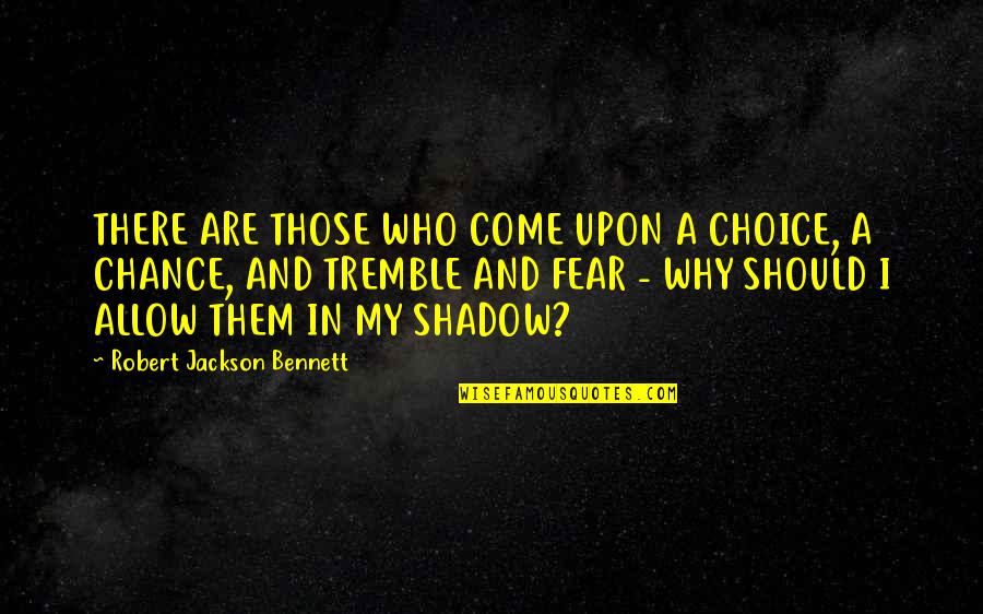 My Shadow Quotes By Robert Jackson Bennett: THERE ARE THOSE WHO COME UPON A CHOICE,