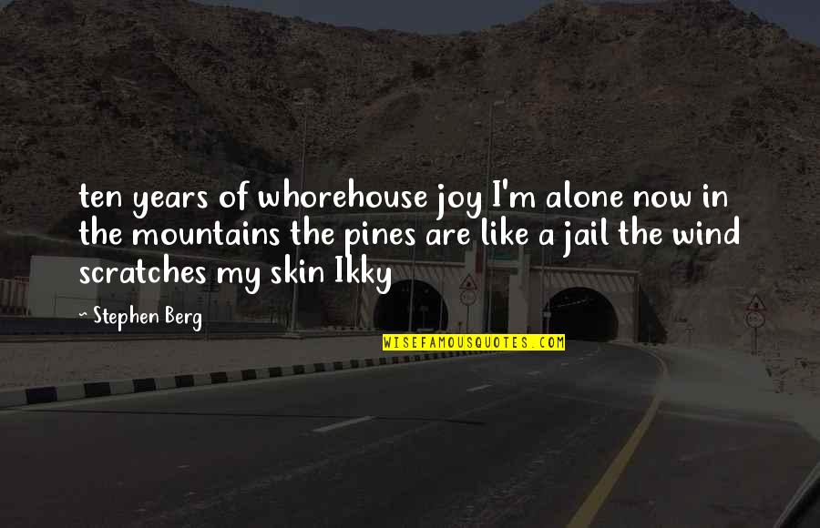 My Skin Quotes By Stephen Berg: ten years of whorehouse joy I'm alone now