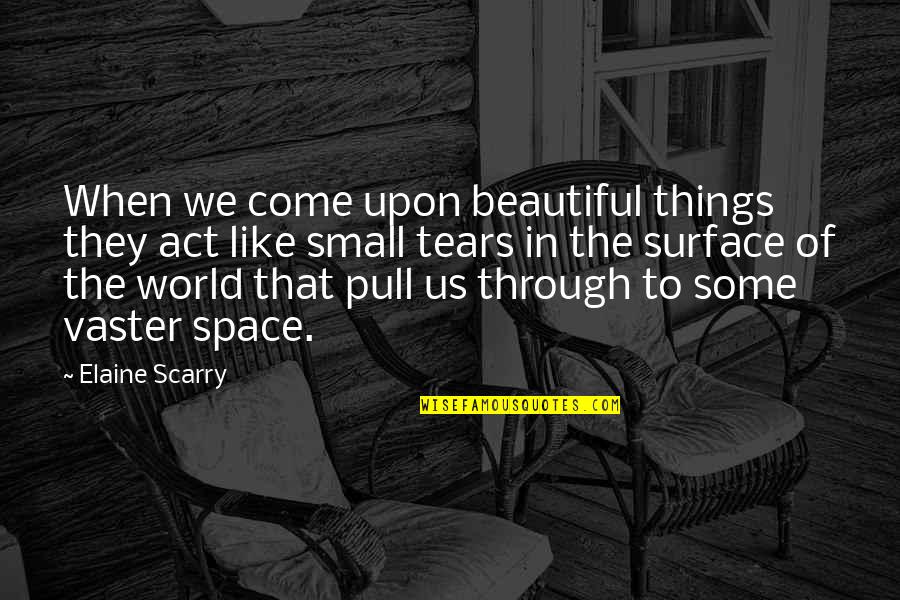 My Small World Quotes By Elaine Scarry: When we come upon beautiful things they act
