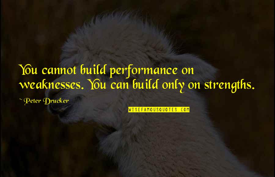 My Strengths Weaknesses Quotes By Peter Drucker: You cannot build performance on weaknesses. You can