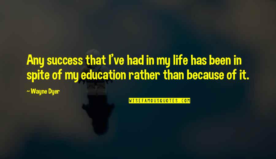 My Success Quotes By Wayne Dyer: Any success that I've had in my life