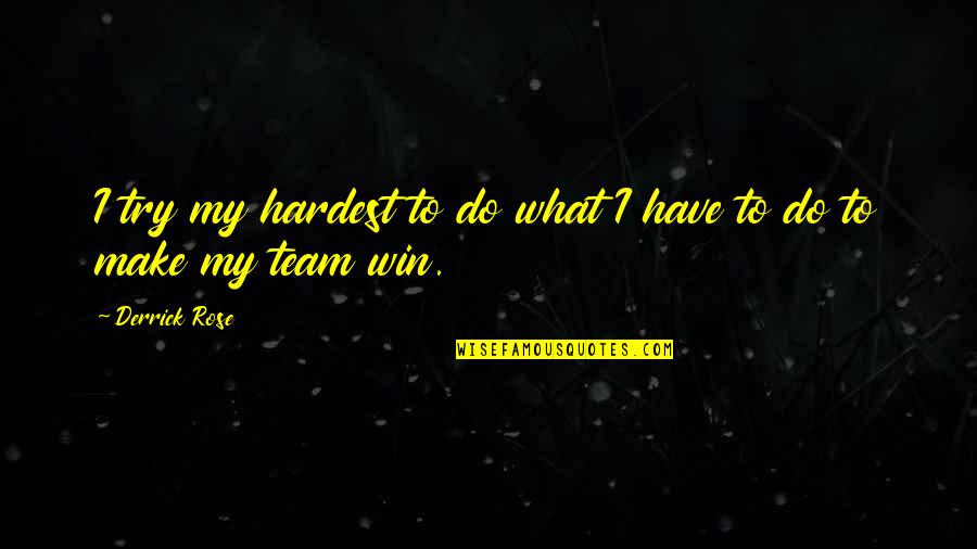 My Team Winning Quotes By Derrick Rose: I try my hardest to do what I
