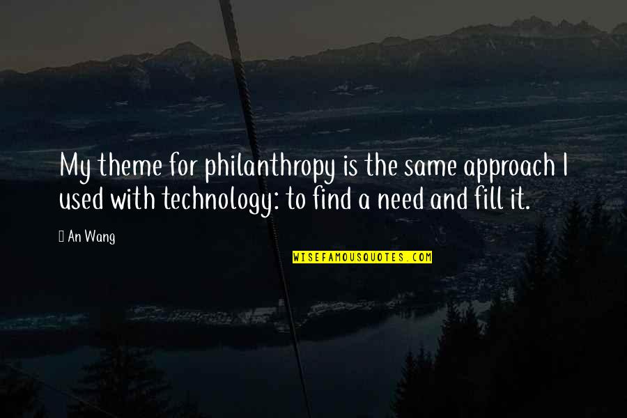 My Theme Quotes By An Wang: My theme for philanthropy is the same approach