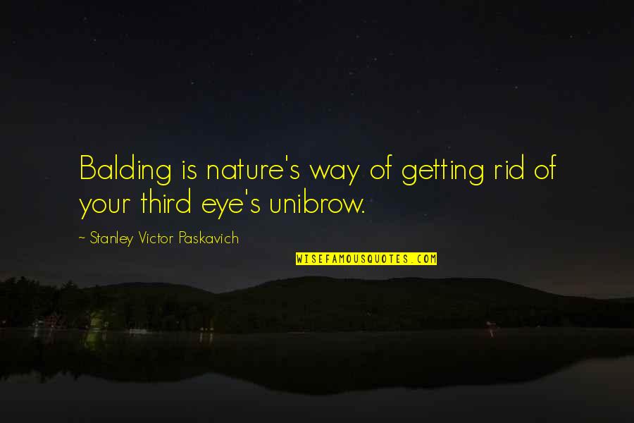 My Third Eye Quotes By Stanley Victor Paskavich: Balding is nature's way of getting rid of