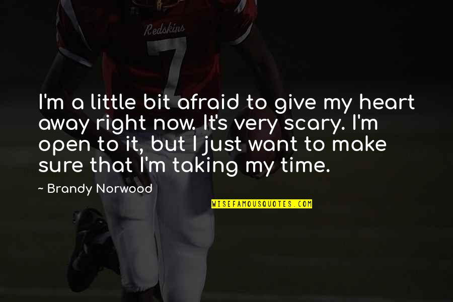 My Time Now Quotes By Brandy Norwood: I'm a little bit afraid to give my My Time Now Quotes By Brandy Norwood: I'm a little bit afraid to give my