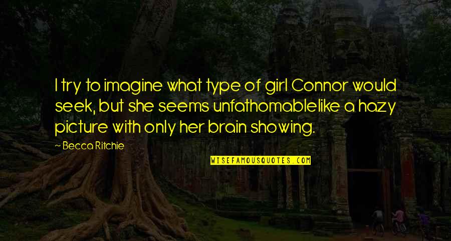 My Type Of Girl Quotes By Becca Ritchie: I try to imagine what type of girl
