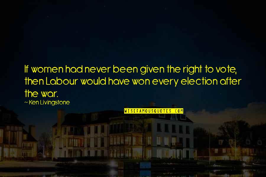 My Vote My Right Quotes By Ken Livingstone: If women had never been given the right