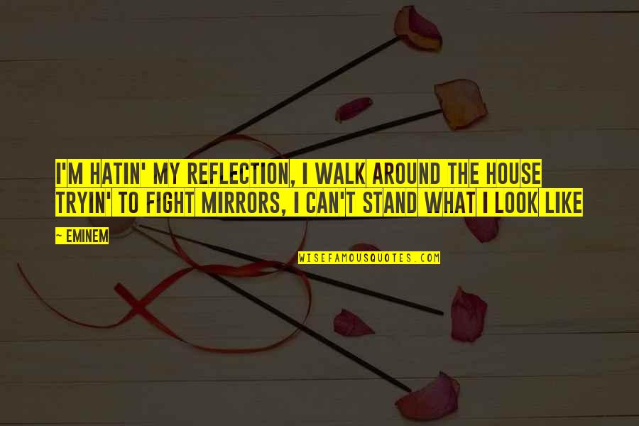 My Walk Quotes By Eminem: I'm hatin' my reflection, I walk around the