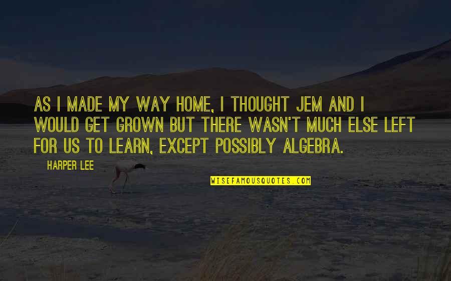 My Way Home Quotes By Harper Lee: As I made my way home, I thought