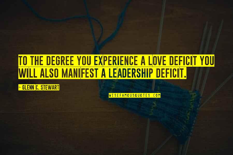 My Will Quote Quotes By Glenn C. Stewart: To the degree you experience a love deficit My Will Quote Quotes By Glenn C. Stewart: To the degree you experience a love deficit