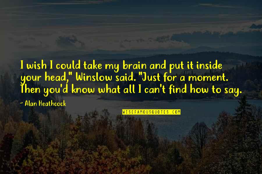 My Wish For You Quotes By Alan Heathcock: I wish I could take my brain and My Wish For You Quotes By Alan Heathcock: I wish I could take my brain and