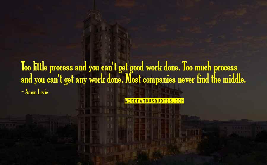 My Work Is Never Done Quotes By Aaron Levie: Too little process and you can't get good