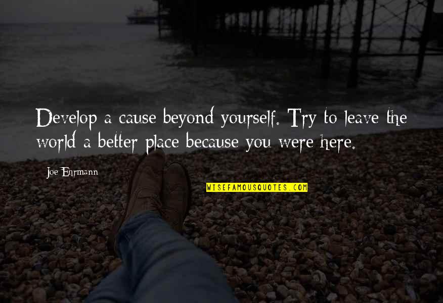 My World Is A Better Place Because Of You Quotes By Joe Ehrmann: Develop a cause beyond yourself. Try to leave