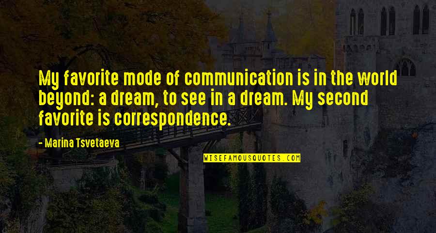 My World Is Quotes By Marina Tsvetaeva: My favorite mode of communication is in the