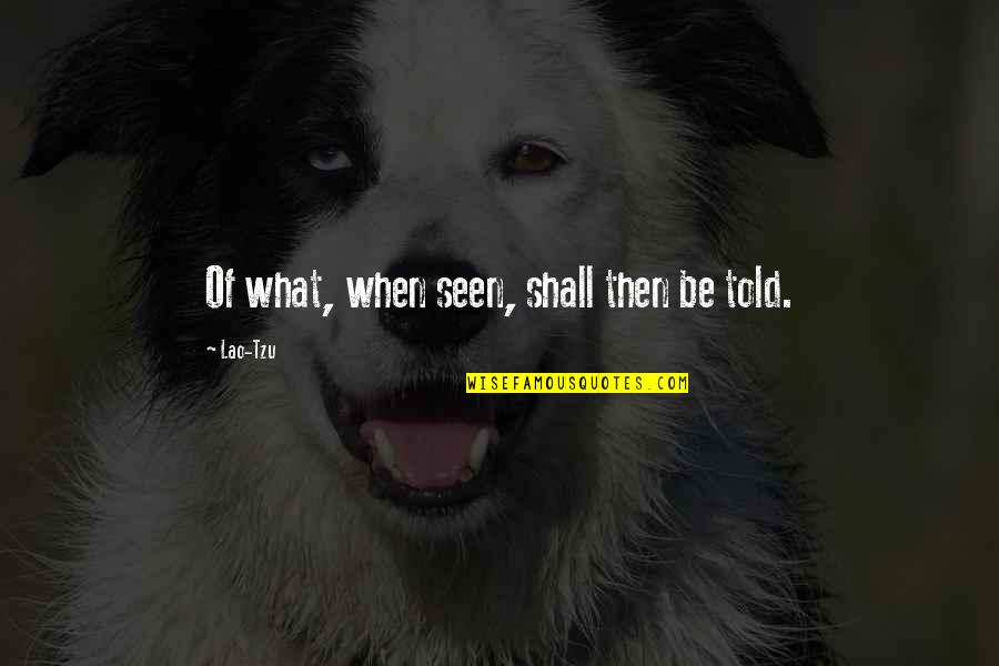 Myexperiencewith498a Quotes By Lao-Tzu: Of what, when seen, shall then be told.