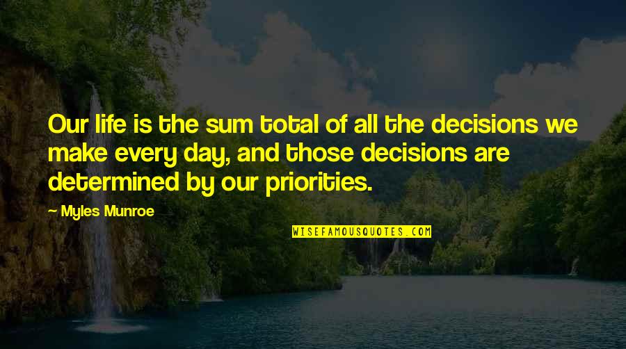 Myles Munroe Quotes By Myles Munroe: Our life is the sum total of all Myles Munroe Quotes By Myles Munroe: Our life is the sum total of all