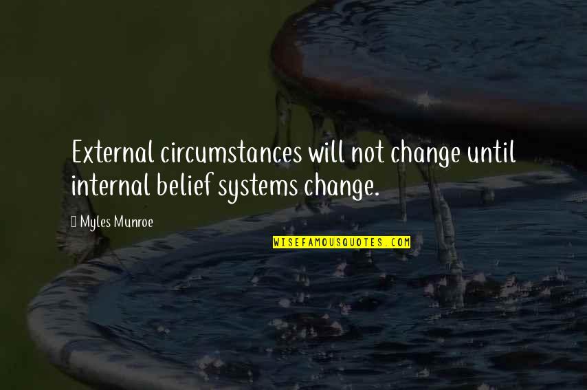 Myles Munroe Quotes By Myles Munroe: External circumstances will not change until internal belief