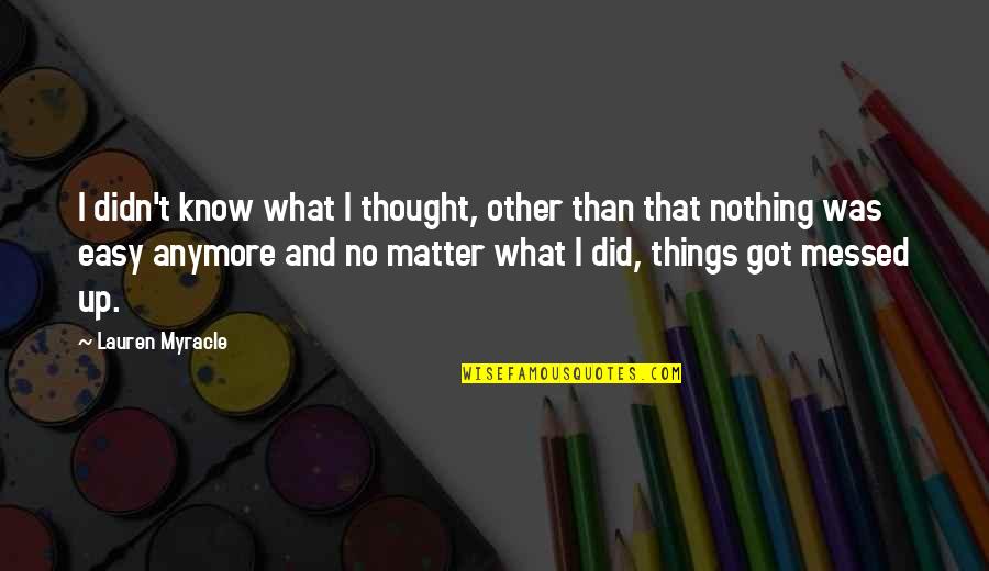 Myracle Quotes By Lauren Myracle: I didn't know what I thought, other than