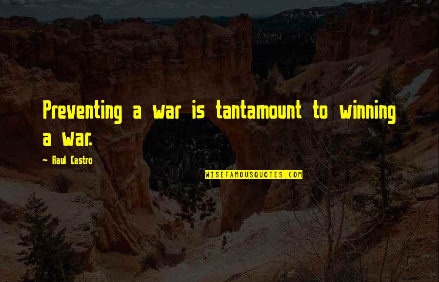 Mystagogue Quotes By Raul Castro: Preventing a war is tantamount to winning a