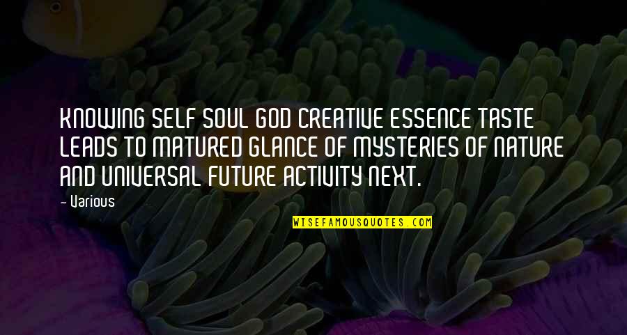 Mysteries Of God Quotes By Various: KNOWING SELF SOUL GOD CREATIVE ESSENCE TASTE LEADS Mysteries Of God Quotes By Various: KNOWING SELF SOUL GOD CREATIVE ESSENCE TASTE LEADS