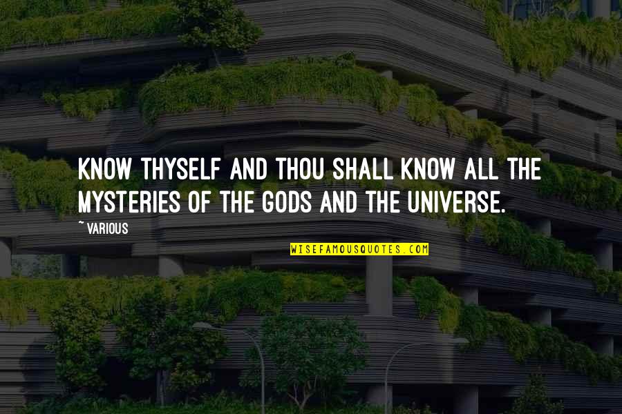 Mysteries Quotes By Various: Know thyself and thou shall know all the