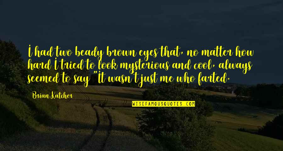 Mysterious Eyes Quotes By Brian Katcher: I had two beady brown eyes that, no Mysterious Eyes Quotes By Brian Katcher: I had two beady brown eyes that, no