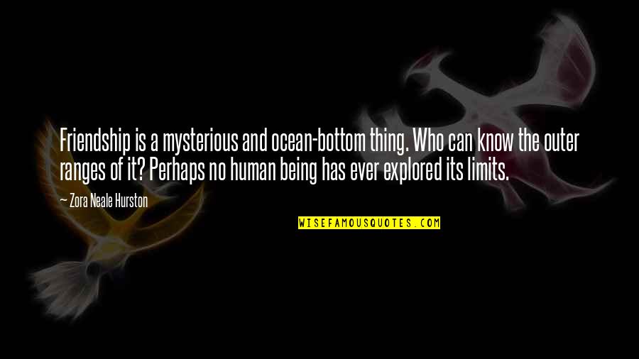 Mysterious Ocean Quotes By Zora Neale Hurston: Friendship is a mysterious and ocean-bottom thing. Who