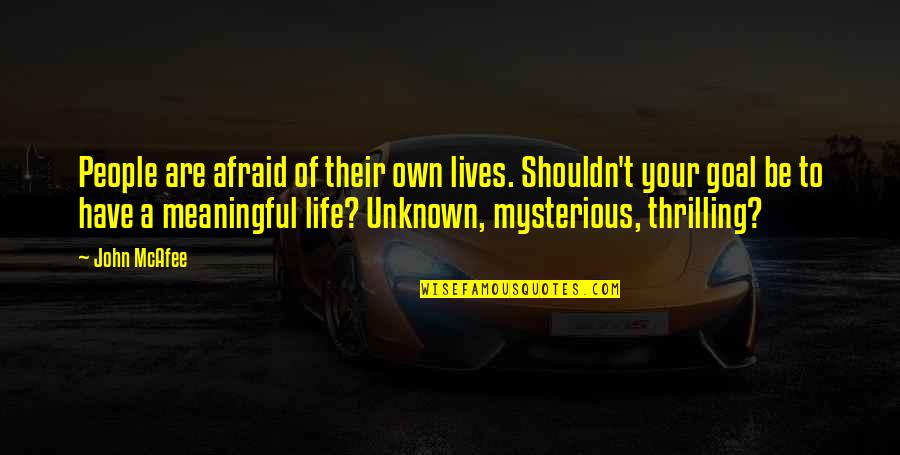 Mysterious People Quotes By John McAfee: People are afraid of their own lives. Shouldn't