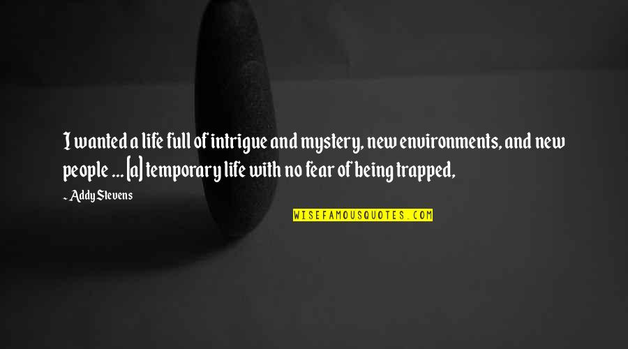 Mystery And Adventure Quotes By Addy Stevens: I wanted a life full of intrigue and