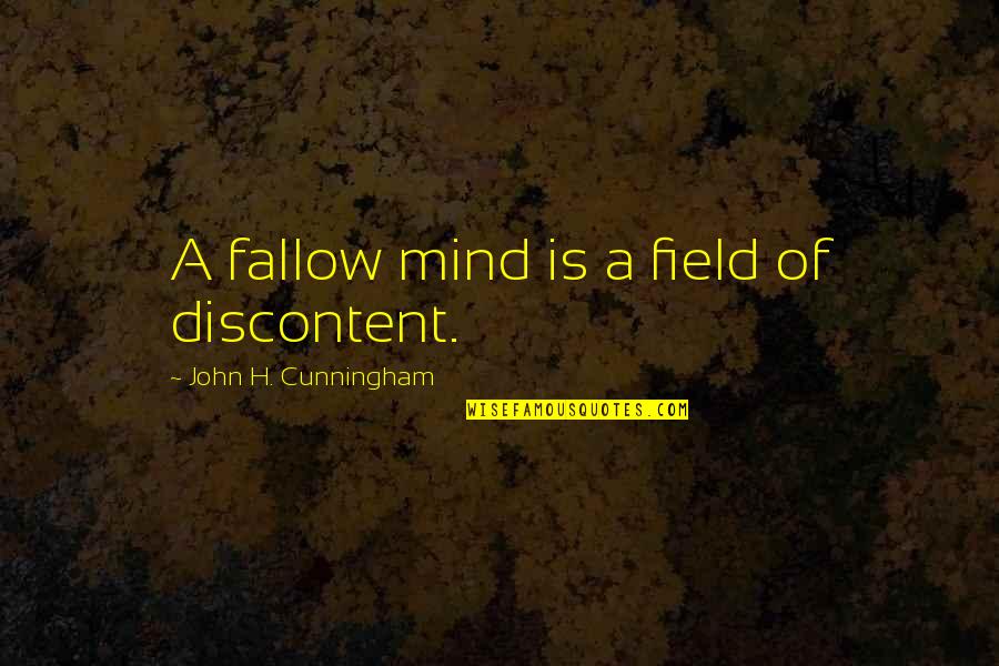 Mystery And Adventure Quotes By John H. Cunningham: A fallow mind is a field of discontent.