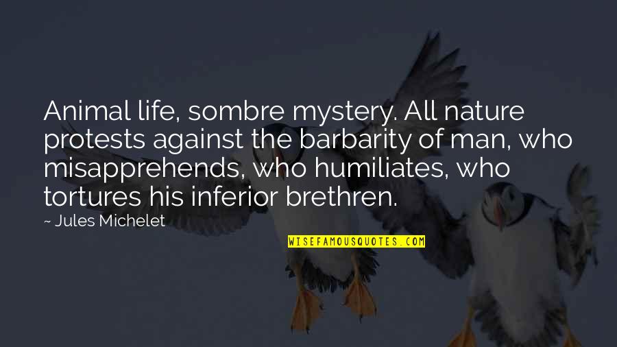 Mystery Animal Quotes By Jules Michelet: Animal life, sombre mystery. All nature protests against