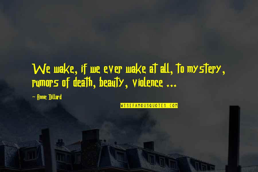 Mystery Of Beauty Quotes By Annie Dillard: We wake, if we ever wake at all,