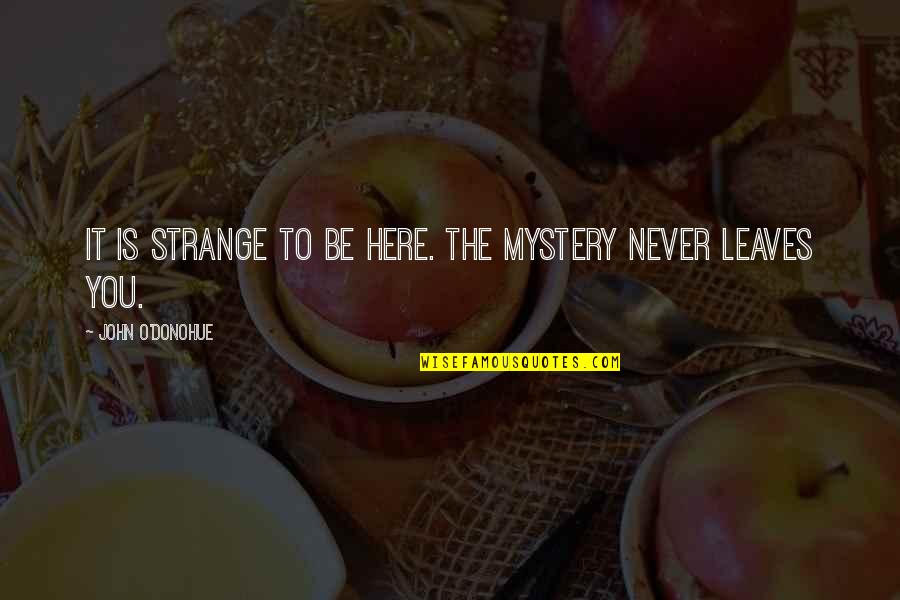 Mystery Of Existence Quotes By John O'Donohue: It is strange to be here. The mystery Mystery Of Existence Quotes By John O'Donohue: It is strange to be here. The mystery