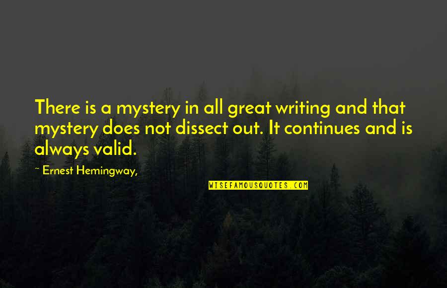 Mystery Writing Quotes By Ernest Hemingway,: There is a mystery in all great writing