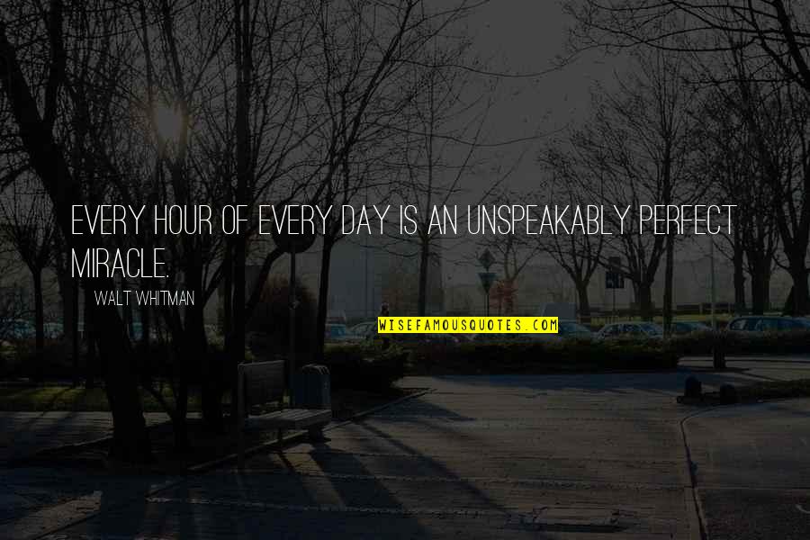 Mystic River Quotes By Walt Whitman: Every hour of every day is an unspeakably