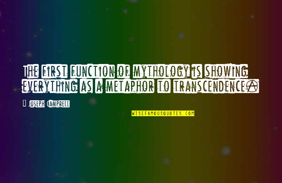 Mythology God Quotes By Joseph Campbell: The first function of mythology is showing everything