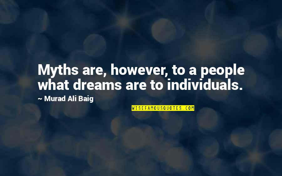 Myths Quotes By Murad Ali Baig: Myths are, however, to a people what dreams