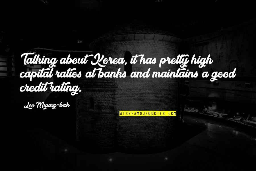 Myung Quotes By Lee Myung-bak: Talking about Korea, it has pretty high capital Myung Quotes By Lee Myung-bak: Talking about Korea, it has pretty high capital