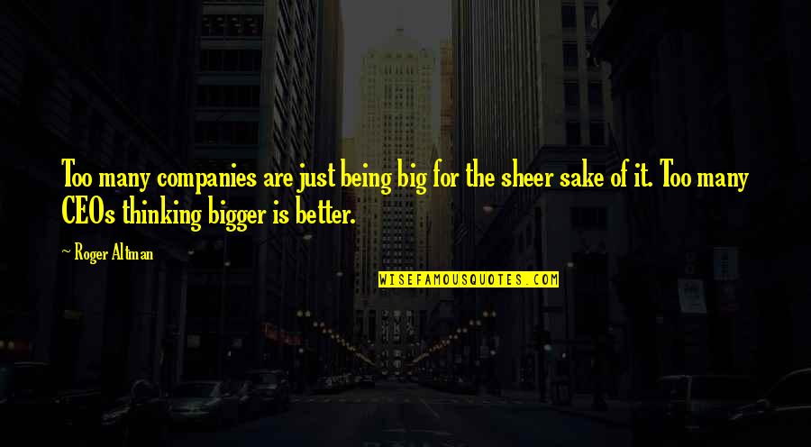 Mzwandile Quotes By Roger Altman: Too many companies are just being big for Mzwandile Quotes By Roger Altman: Too many companies are just being big for