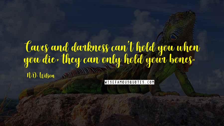 N.D. Wilson quotes: Caves and darkness can't hold you when you die, they can only hold your bones.