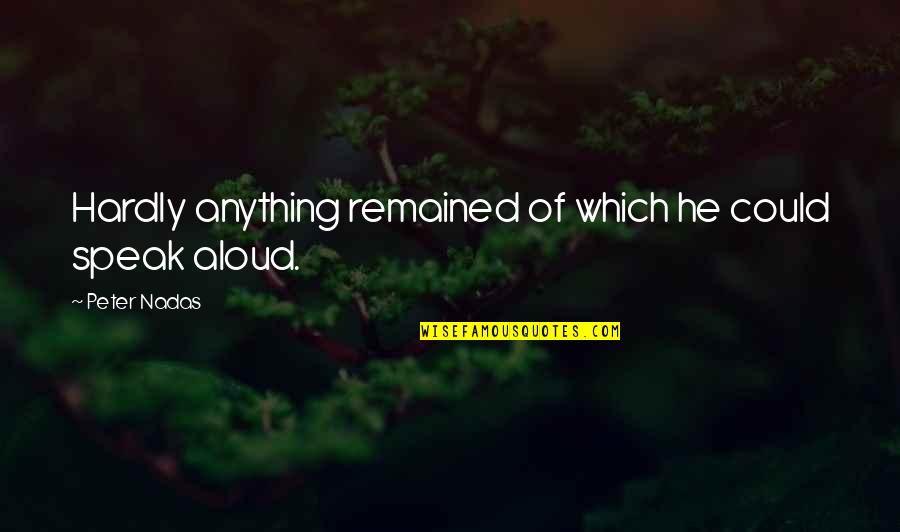 N Meth L Szl Ltal Nos Iskola Sz Kesfeh Rv R Quotes By Peter Nadas: Hardly anything remained of which he could speak