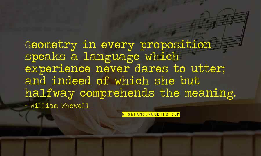 N Meth L Szl Ltal Nos Iskola Sz Kesfeh Rv R Quotes By William Whewell: Geometry in every proposition speaks a language which