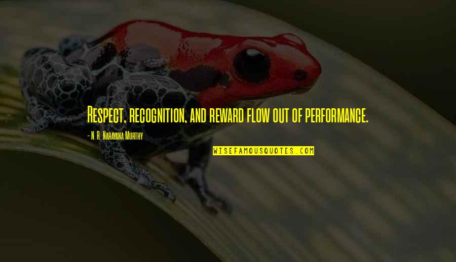 N R Narayana Murthy Quotes By N. R. Narayana Murthy: Respect, recognition, and reward flow out of performance.