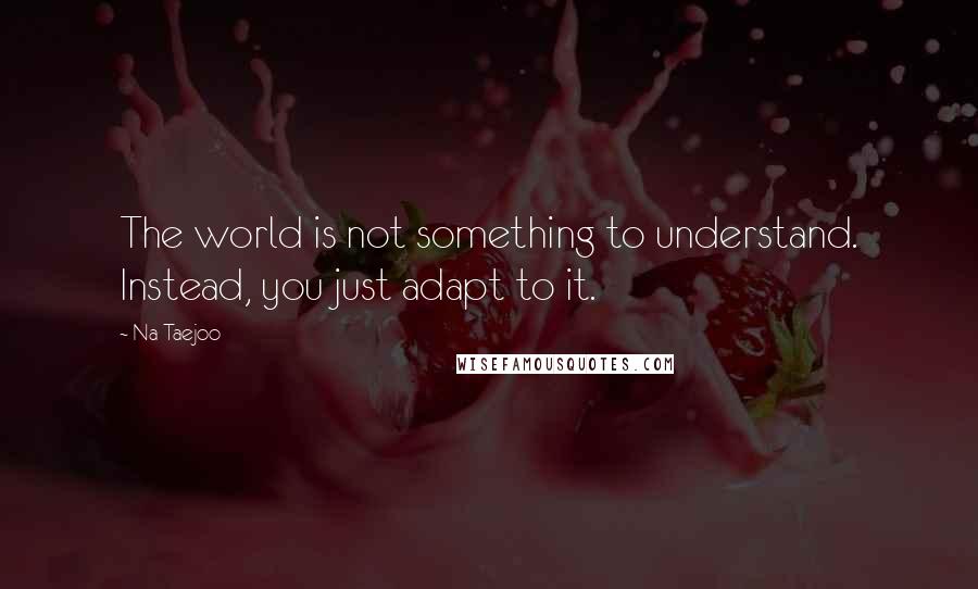 Na Taejoo quotes: The world is not something to understand. Instead, you just adapt to it.