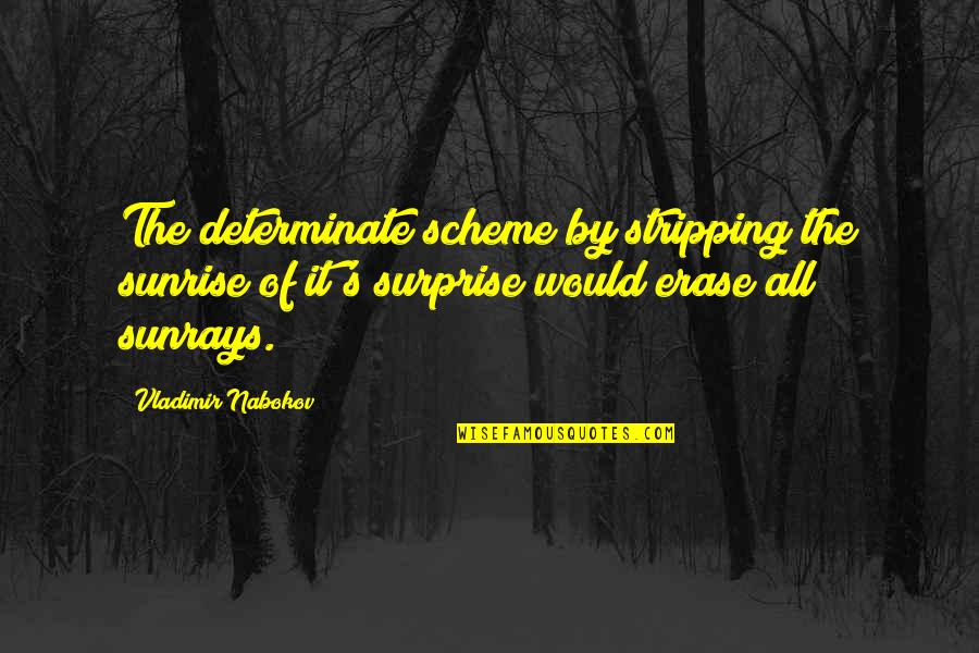 Nabokov Quotes By Vladimir Nabokov: The determinate scheme by stripping the sunrise of